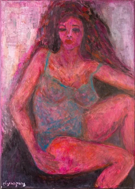 " דמות אישה באדום " | אקריליק 70/50