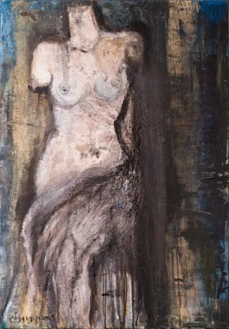 " עירום כחול " | אקריליק טכניקה מעורבת 100/80 ( הוצג במוזיאון BELLINI איטליה, פרינצה. )