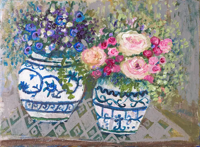 "כדים כחול ולבן" אקריליק 40/30